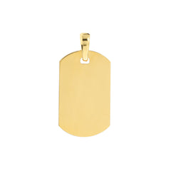 14K Yellow Gold Dog Tag Pendant with Black Enamel Border, 1 Inch Length
