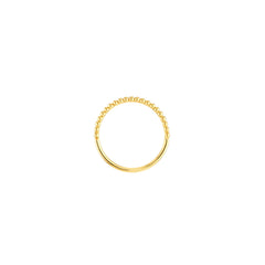 14k Real Yellow Gold Beaded Single Row Ring