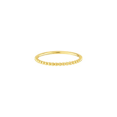 14k Real Yellow Gold Beaded Single Row Ring