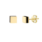 14K Yellow Gold Black Enamel Square Stud Earrings, 6mm