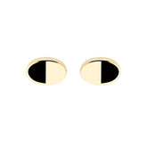 14k Yellow Gold and Black Enamel Oval Stud Earrings, 6x4mm