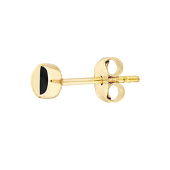 14k Yellow Gold and Black Enamel Oval Stud Earrings, 6x4mm