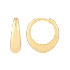 14k Yellow Gold Oval Huggie Hoop Earrings,13x14mm
