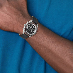 Chisel Mens Stainless Steel Black Leather Chronograph Watch