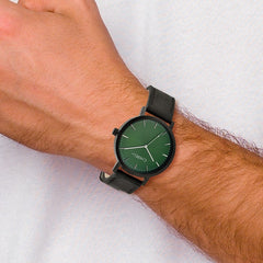 Chisel Mens Matte Black IP-plated Green Dial Watch