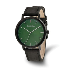 Chisel Mens Matte Black IP-plated Green Dial Watch
