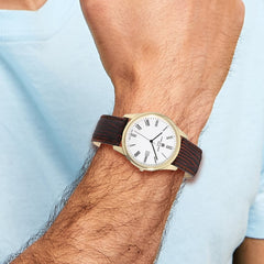 Mens Charles Hubert IP-plated Stainless Leather Band 43mm Watch