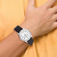 Mens Charles Hubert Stainless Leather Band 43mm Watch