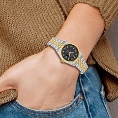 Mens Charles Hubert Two-tone Stainless Steel Black Dial Watch