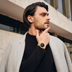 Mens Charles Hubert IP-plated Black Dial Watch