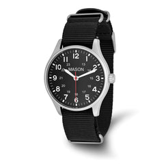 Mason Sales Stainless Steel Black Nylon Strap Watch