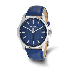 Mason Stainless Steel Blue Dial Blue Leather Band Watch