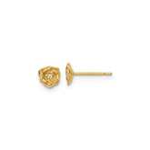 14k Yellow Gold CZ Flower Rose Stud Earrings, 5x5mm