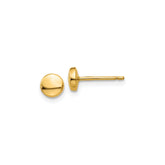 14k Yellow Gold Disk Half Ball Stud Earrings, 5x5mm