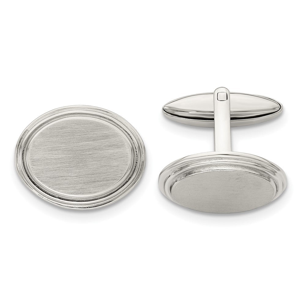 Chisel Stainless Steel Brushed and Polished Oval Cufflinks - JewelryAffairs