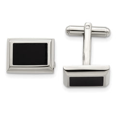 Chisel Stainless Steel Polished Black IP - Plated Rectangle Cufflinks - JewelryAffairs