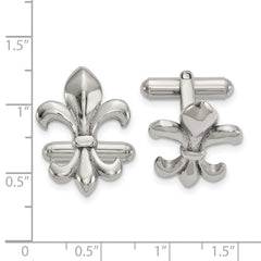 Chisel Stainless Steel Polished Fleur de Lis Cufflinks - JewelryAffairs