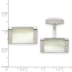 Chisel Stainless Steel Polished Mother of Pearl Rectangle Cufflinks - JewelryAffairs