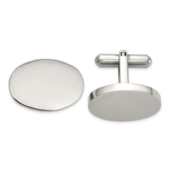 Chisel Stainless Steel Polished Oval Cuff Links - JewelryAffairs
