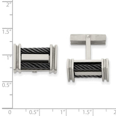 Chisel Titanium Polished Black IP - Plated Wire Cuff Links - JewelryAffairs