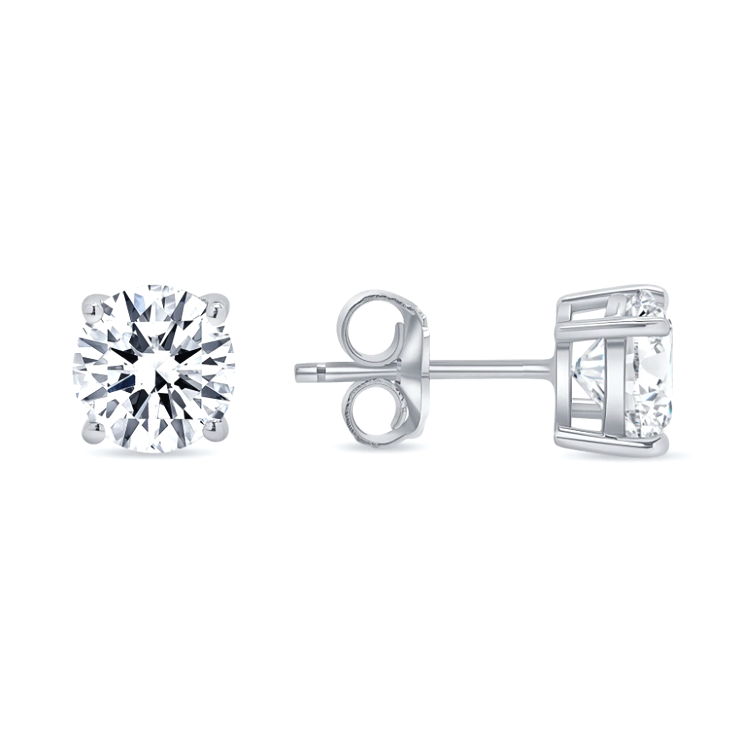 14k White Gold Round Diamond Stud Earrings - (G-H Color, SI2 Clarity) fine designer jewelry for men and women