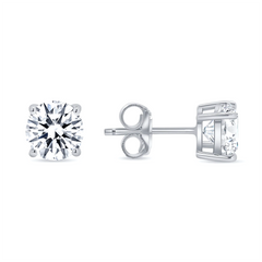 14k White Gold Round Diamond Stud Earrings - (G-H Color, SI2 Clarity) fine designer jewelry for men and women