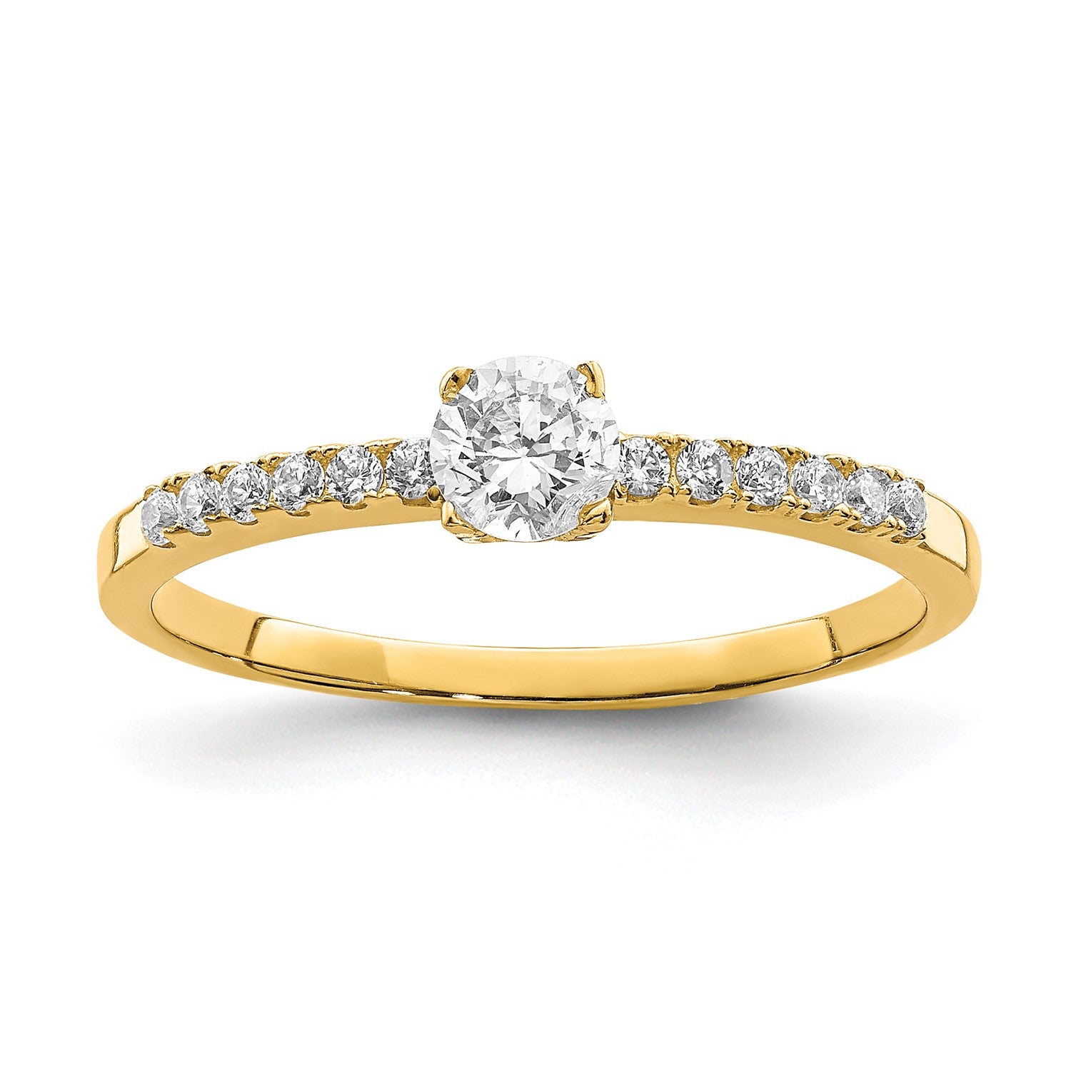10k Real Yellow Solid Gold CZ Engagement Solitaire Ring fine designer jewelry for men and women