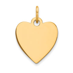 14k Gold Heart Shaped Engravable Charm Pendant,14x15mm fine designer jewelry for men and women