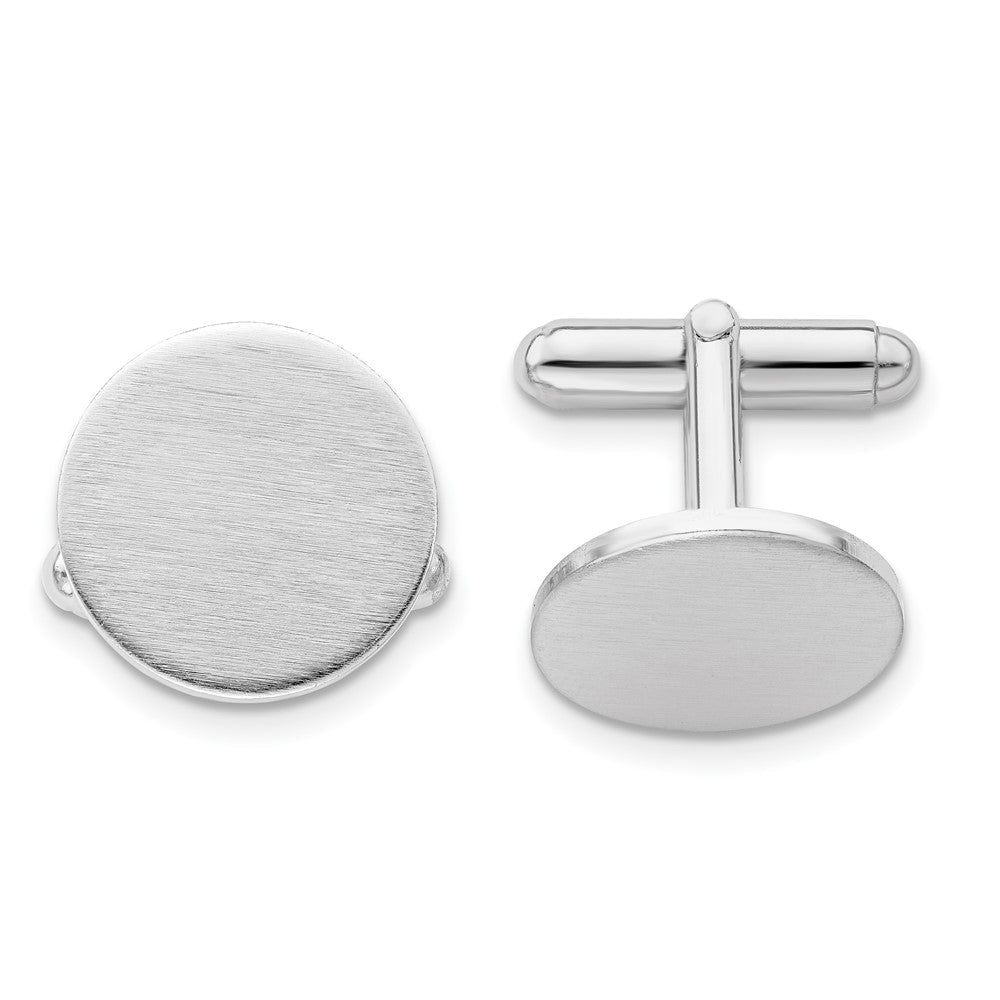 Kelly Waters Rhodium - plated Satin Round Engravable Cuff Links - JewelryAffairs