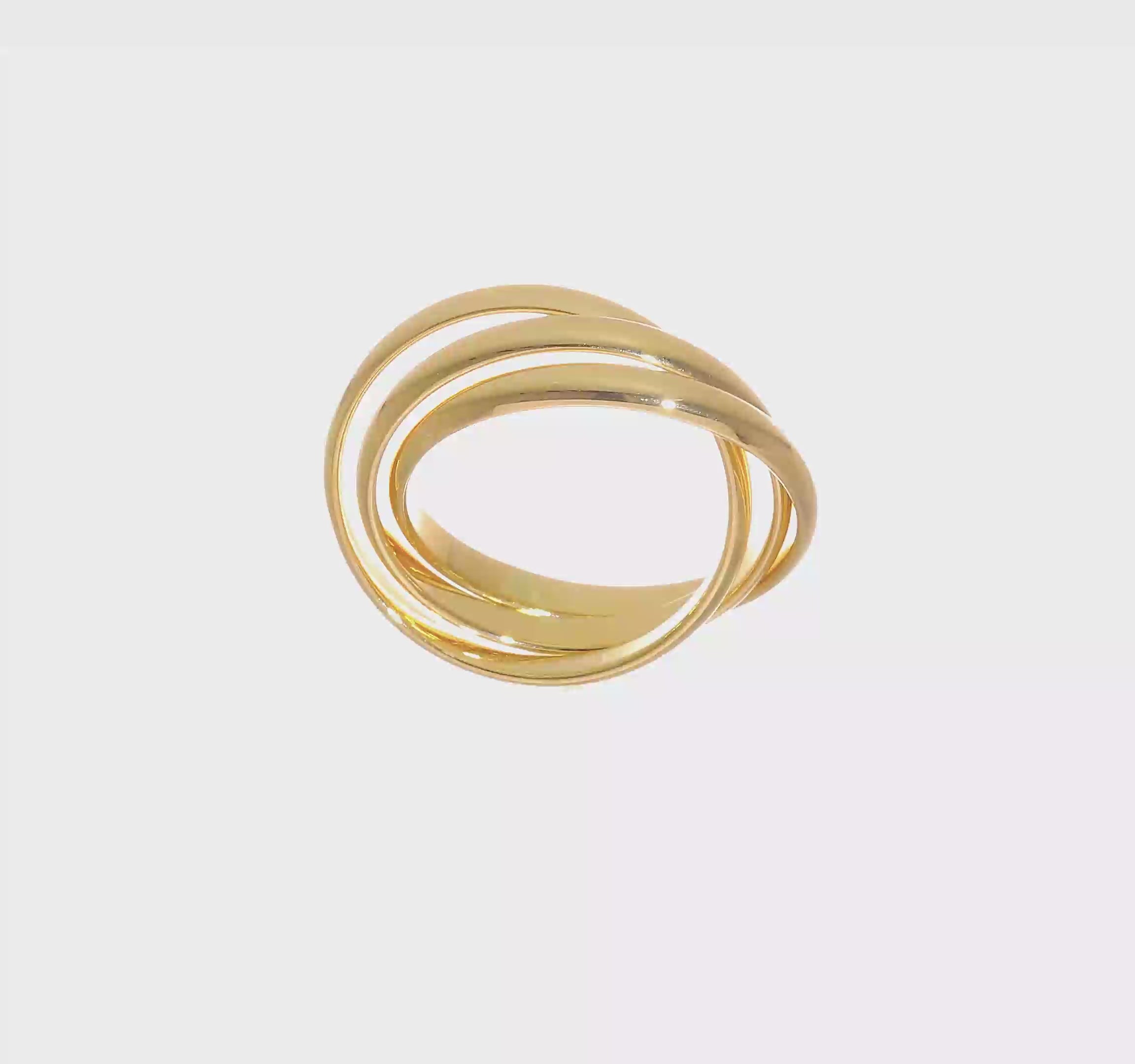 14K Yellow Solid Gold Trinity Rolling Ring