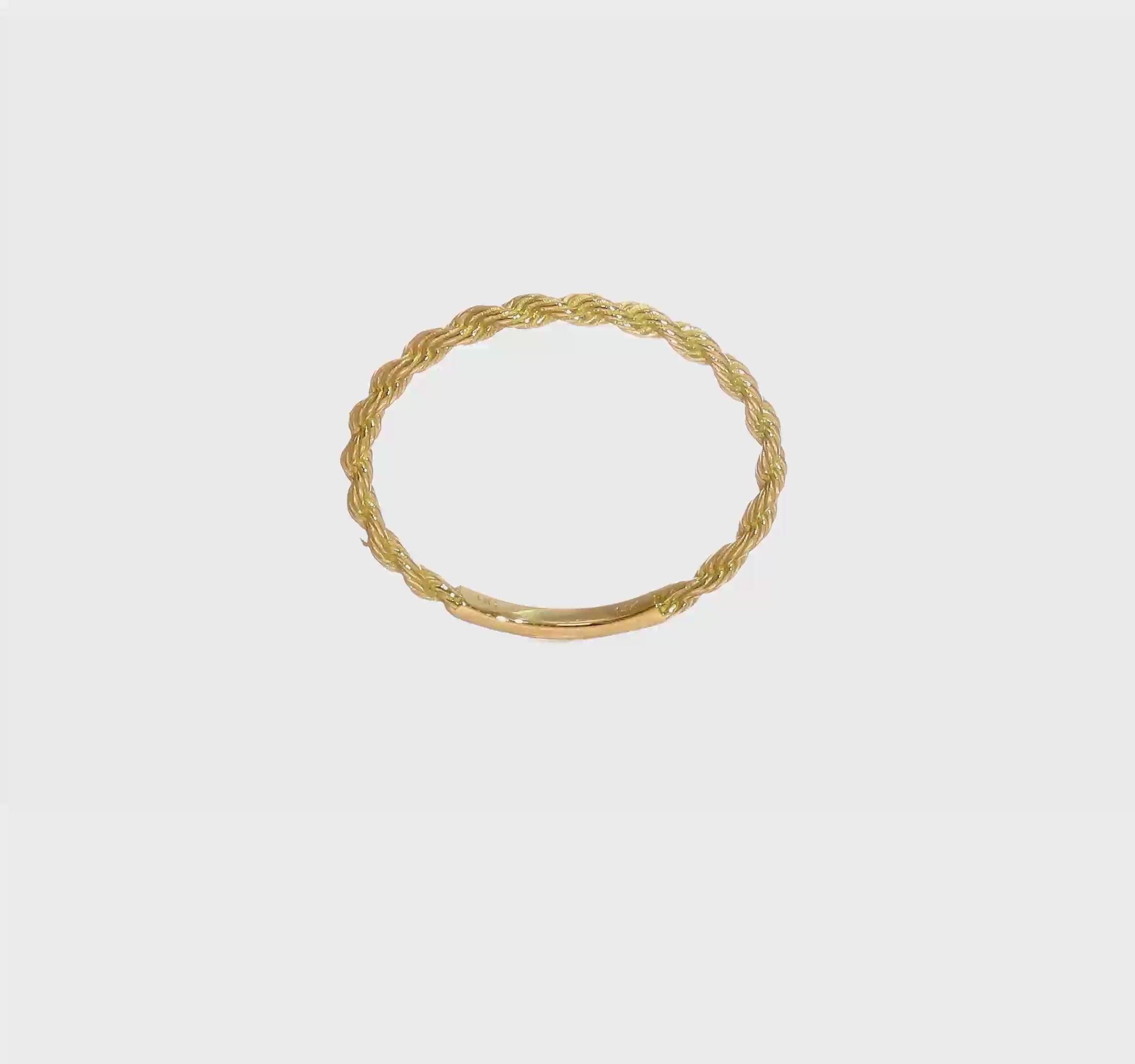 14k Yellow Gold High Polished Twisted Rope Band Ring