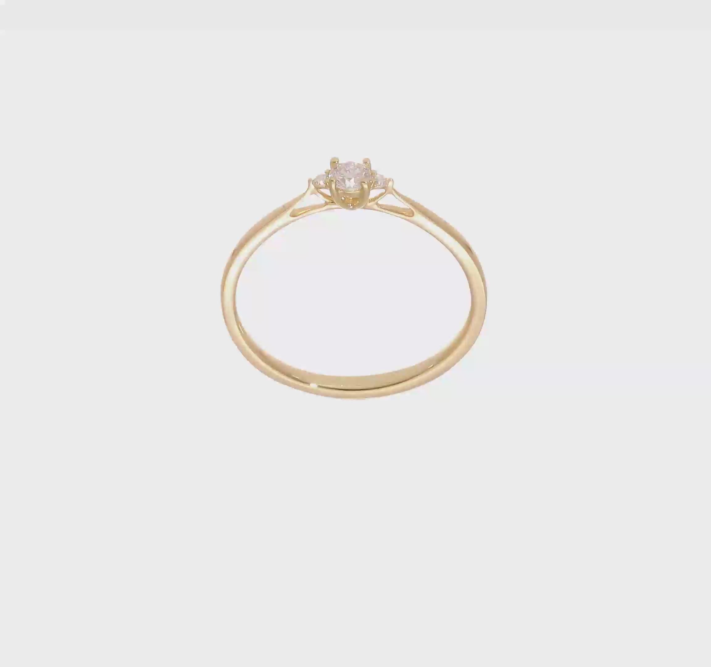 14k Yellow Gold Three Stone Diamond Promise Engagement Ring