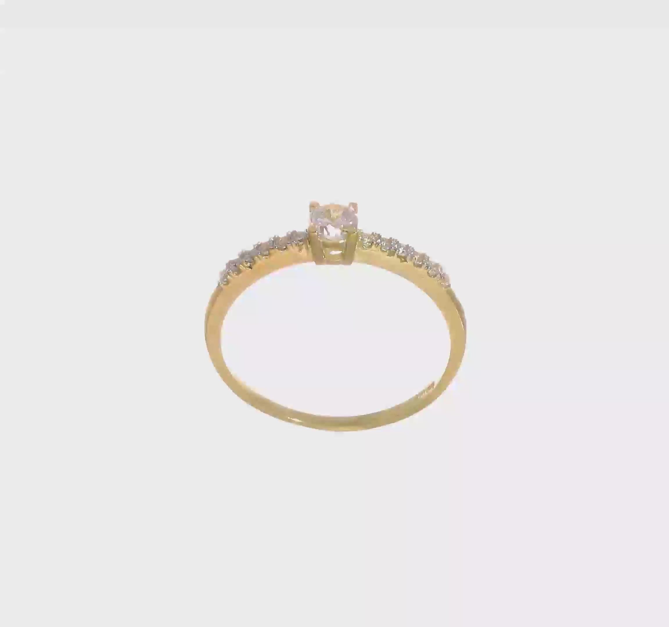 10k Real Yellow Solid Gold CZ Engagement Solitaire Ring