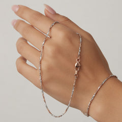 14k 2 Tone Rose And White Gold Sparkle Chain Necklace, 1.5mm