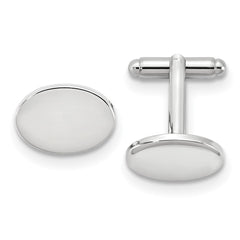 Silver - tone Polished Oval Engravable Cuff Links - JewelryAffairs