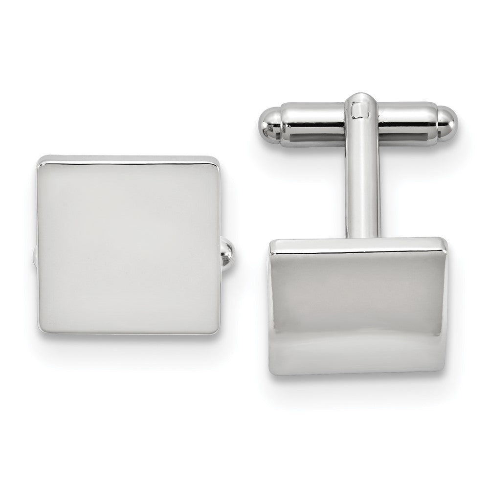Silver - tone Polished Square Engravable Cuff Links - JewelryAffairs