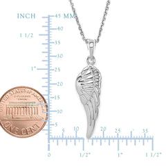 Sterling Silver Angel Wing Pendant Necklace, 18" - JewelryAffairs