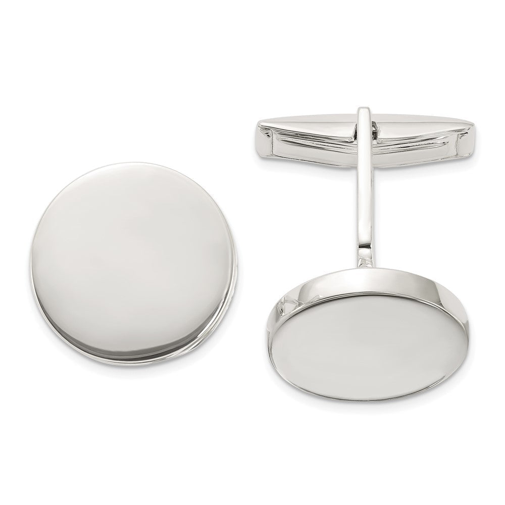 Sterling Silver Polished Round Cuff Links - JewelryAffairs