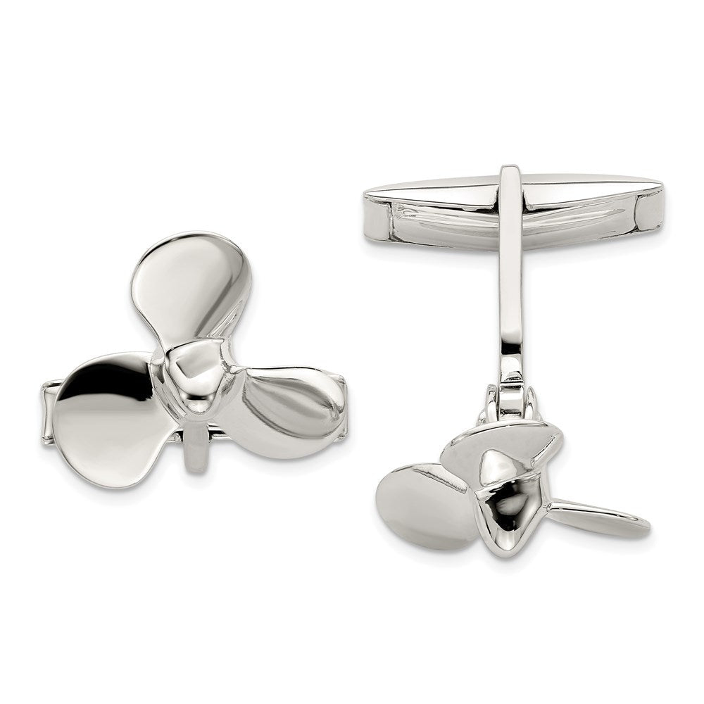 Sterling Silver Propeller Cuff Links - JewelryAffairs