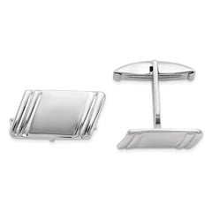 Sterling Silver Rhodium - plated Diagonal Stripes Cuff Links - JewelryAffairs