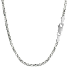 Sterling Silver Rhodium Plated Fancy Popcorn Rope Chain Necklace, 1,8mm - JewelryAffairs