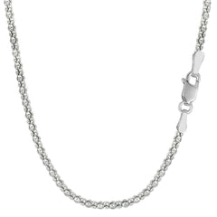 Sterling Silver Rhodium Plated Fancy Popcorn Rope Chain Necklace, 1,8mm - JewelryAffairs