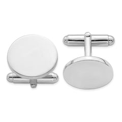 Sterling Silver Rhodium Plated Round Cuff Links - JewelryAffairs