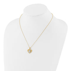 Sterling Silver With Gold Tone Angel and Heart 18in Pendant Necklace - JewelryAffairs
