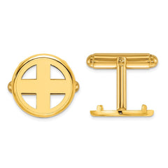 Wideband Distinguished Coin Jewelry 14k Real Gold Men's Polished Classic 15.0mm Coin Bezel Cuff Links - JewelryAffairs