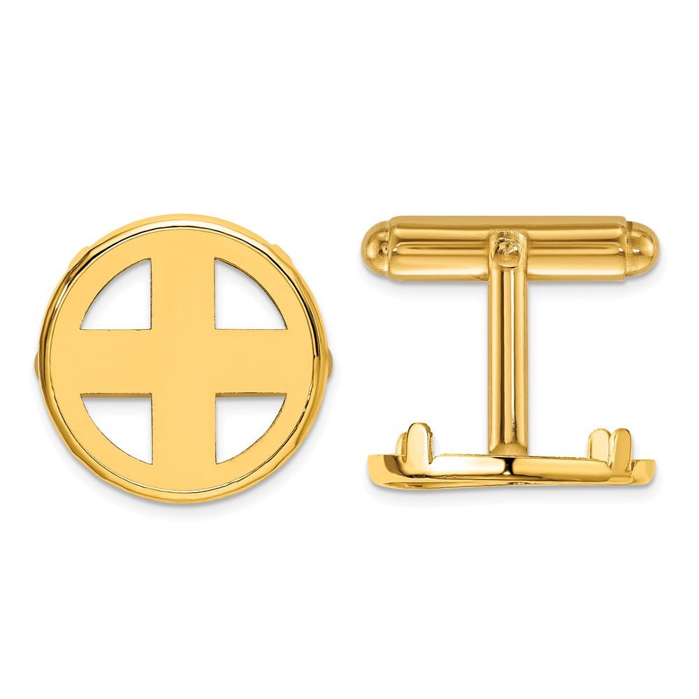 Wideband Distinguished Coin Jewelry 14k Real Gold Men's Polished Classic 16.5mm Coin Bezel Cuff Links - JewelryAffairs