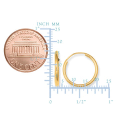 10k Yellow Gold Shiny Endless Round Hoop Earrings fine designer jewelry for men and women