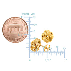 10k Yellow Gold Shiny And Textured Triple Love Knot Stud Earrings, 9mm fine designer jewelry for men and women