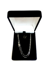 10k White Solid Gold Mirror Box Chain Necklace, 0.8mm - JewelryAffairs