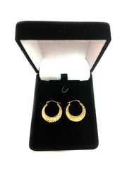 10k Yellow Gold Hammered Round Hoop Earrings, Diameter 20mm